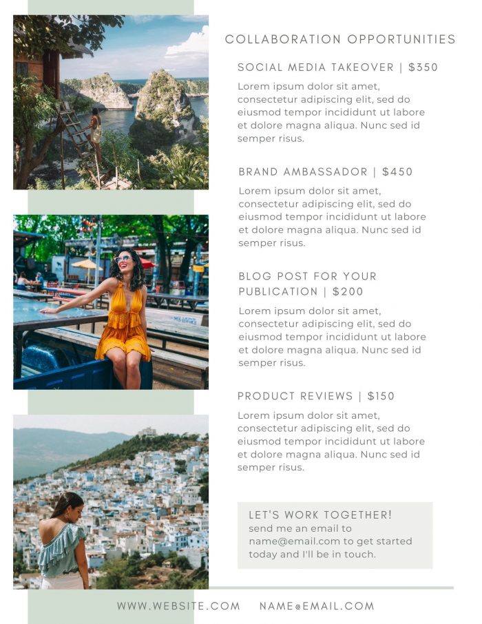 2 page blogger media kit canva template
